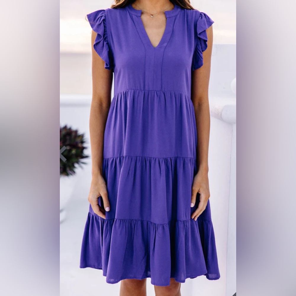 Purple Tiered Midi Dress